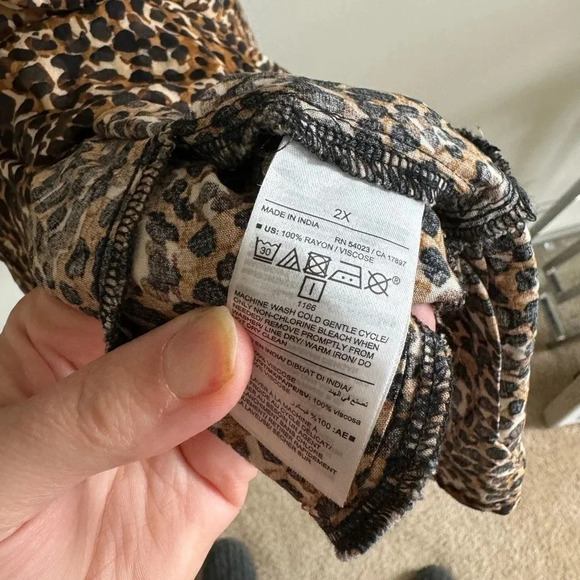 Old navy leopard print plus size waist-Defined Ruffle-Trim Mini Dress size 2X - Picture 9 of 9